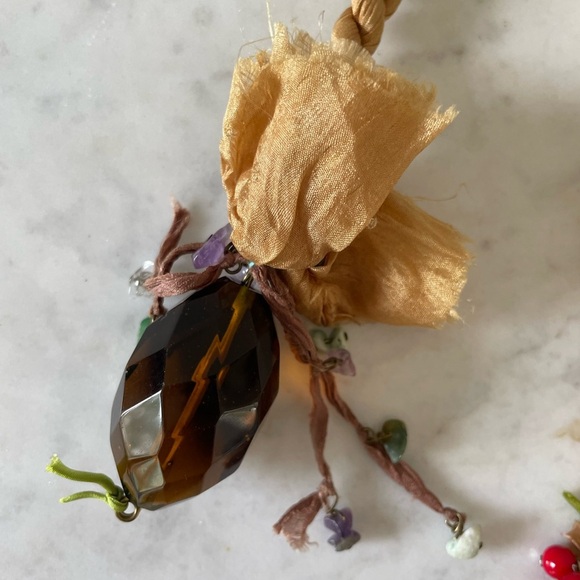 Boho Silk Necklace w/ Semi-Precious Stones & Glass Beads - Picture 6 of 7